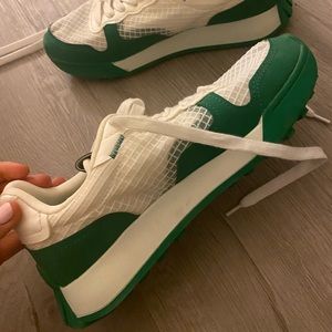 Green/white sneakers